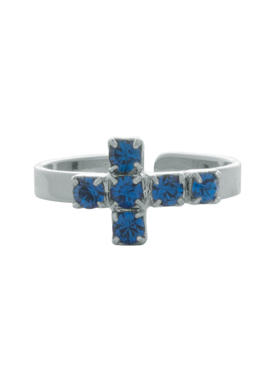 Carly Cross Band Ring - RGE1PDSAP - <p>From Sorrelli's Sapphire collection in our Palladium finish.</p>