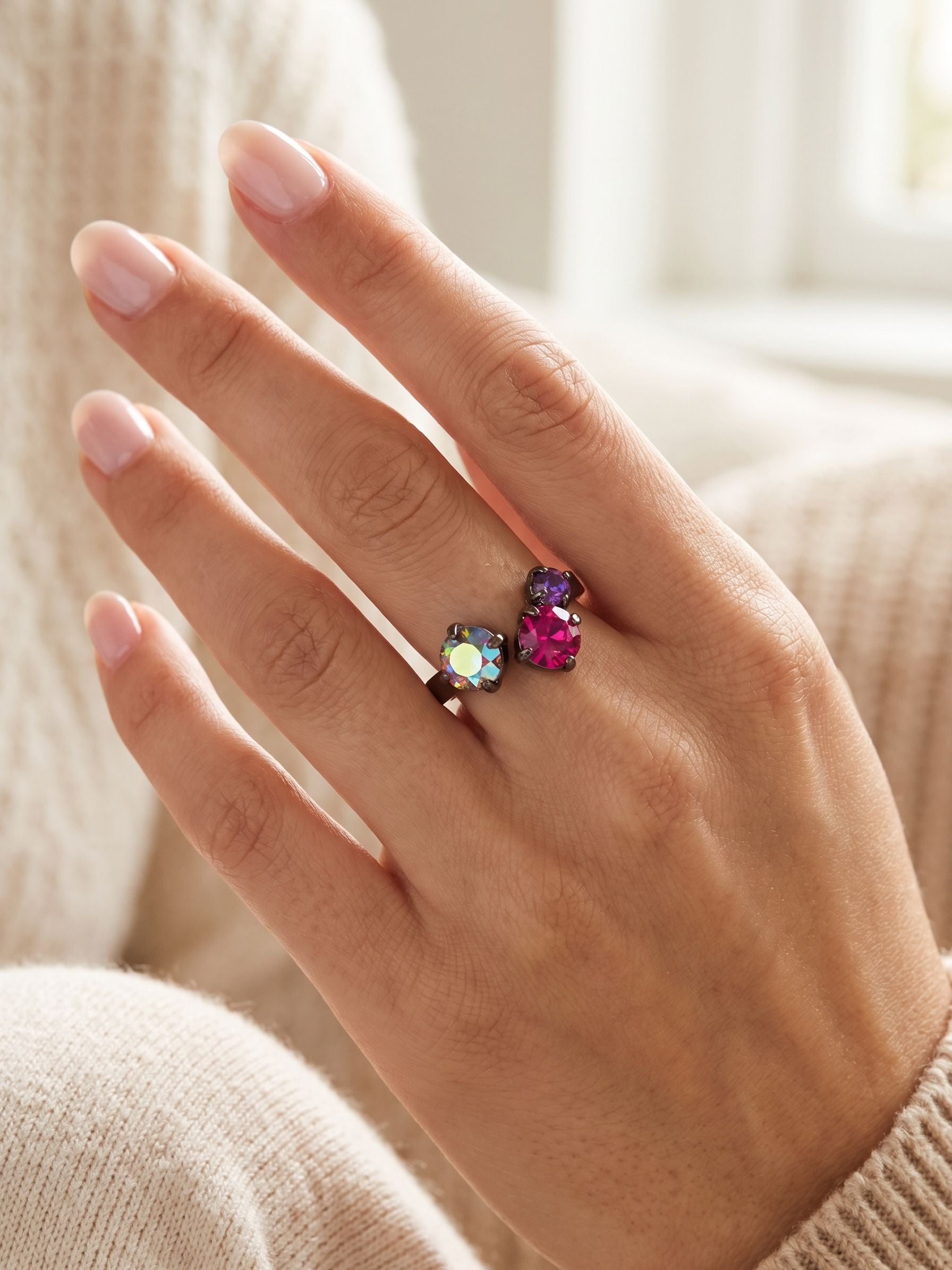 Bubbles Adjustable Open Band Ring - RGK3GMNNI