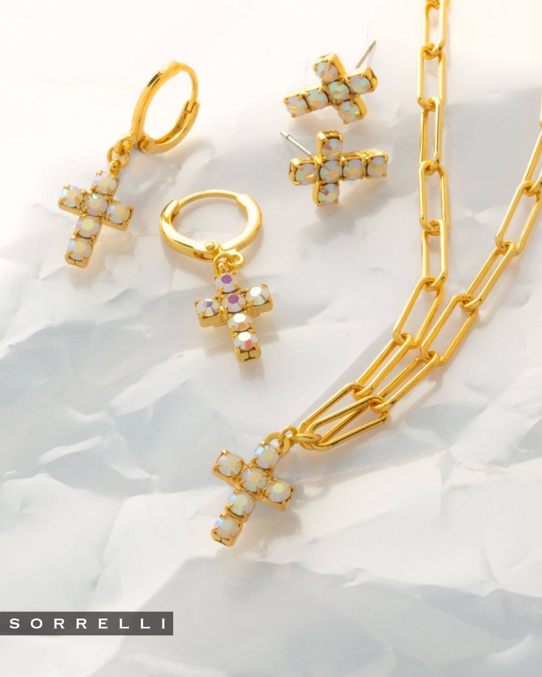 Carly Cross Huggie Hoop Earrings - EGE8BGWAB