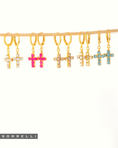 Carly Cross Huggie Hoop Earrings - EGE8BGJA