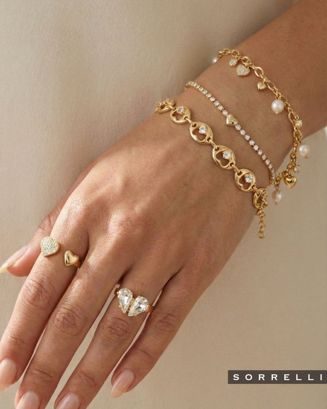 Heart & Pearl Charm Tennis Bracelet - BGF2BGCRY