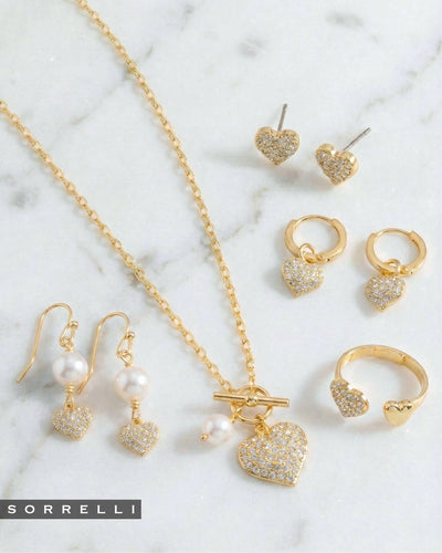 Mini Pave Heart Huggie Hoop Earrings - EFN2BGCRY