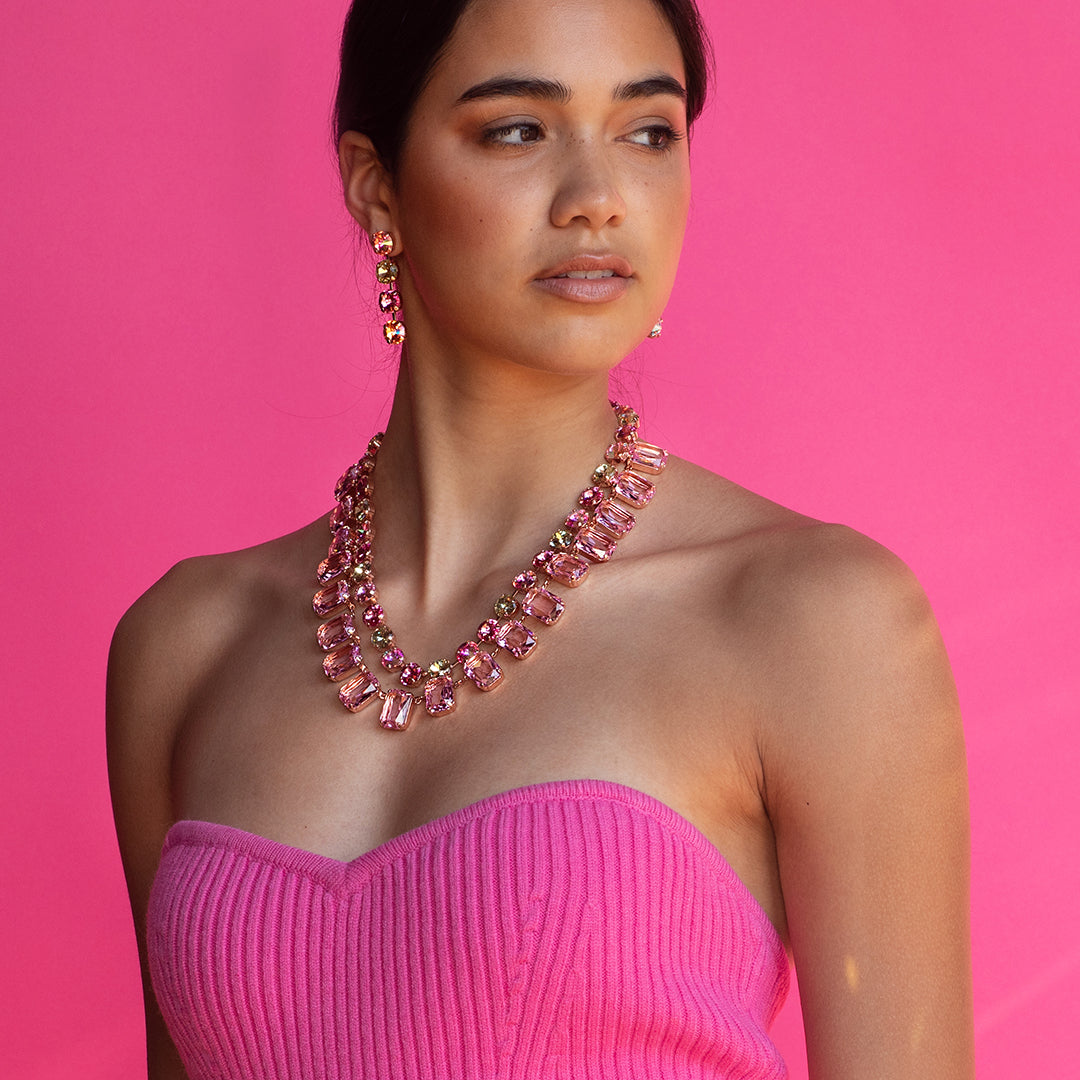 Maya Statement Necklace - Pink Agate Edition – Made by Megan