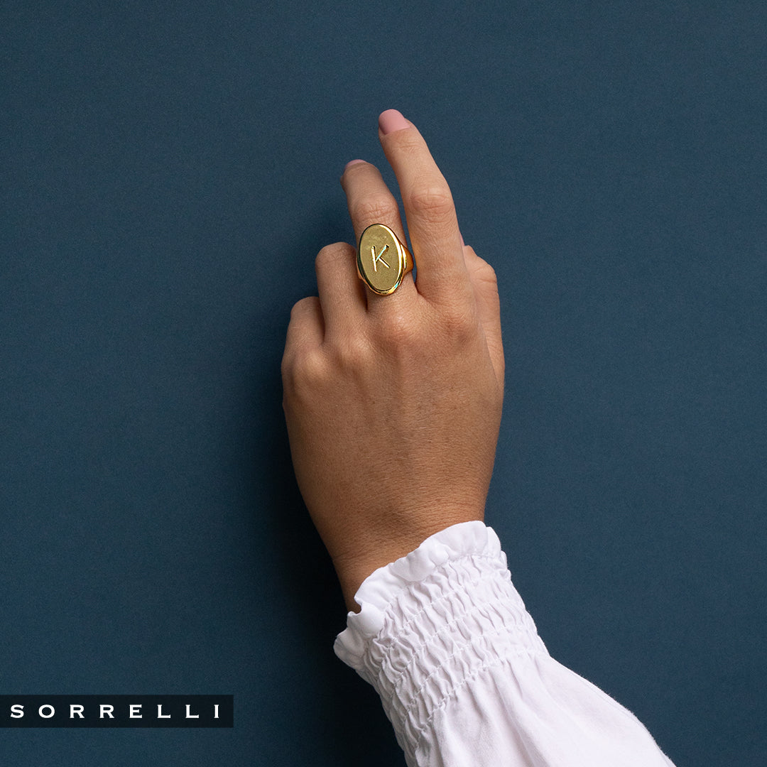 "K" Signet Statement Ring - RFK40BGMTL