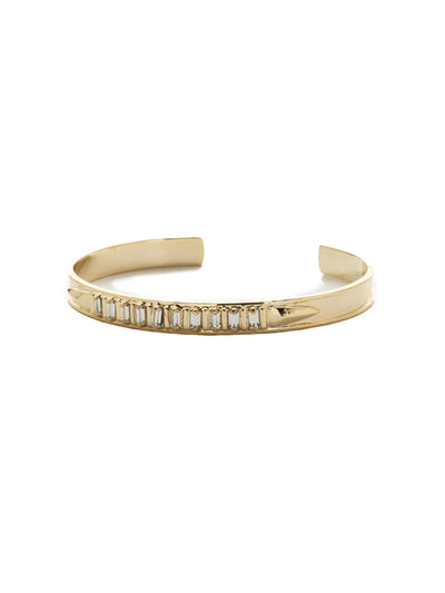 Radiantly Radial Crystal Cuff Bracelet - 4BEK38BGCRY - <p>Shine and sparkle in this classic metallic cuff bracelet showcasing a centered row of baquette cut crystals. Adjusts to all occasions and wrists! From Sorrelli's Crystal collection in our Bright Gold-tone finish.</p>