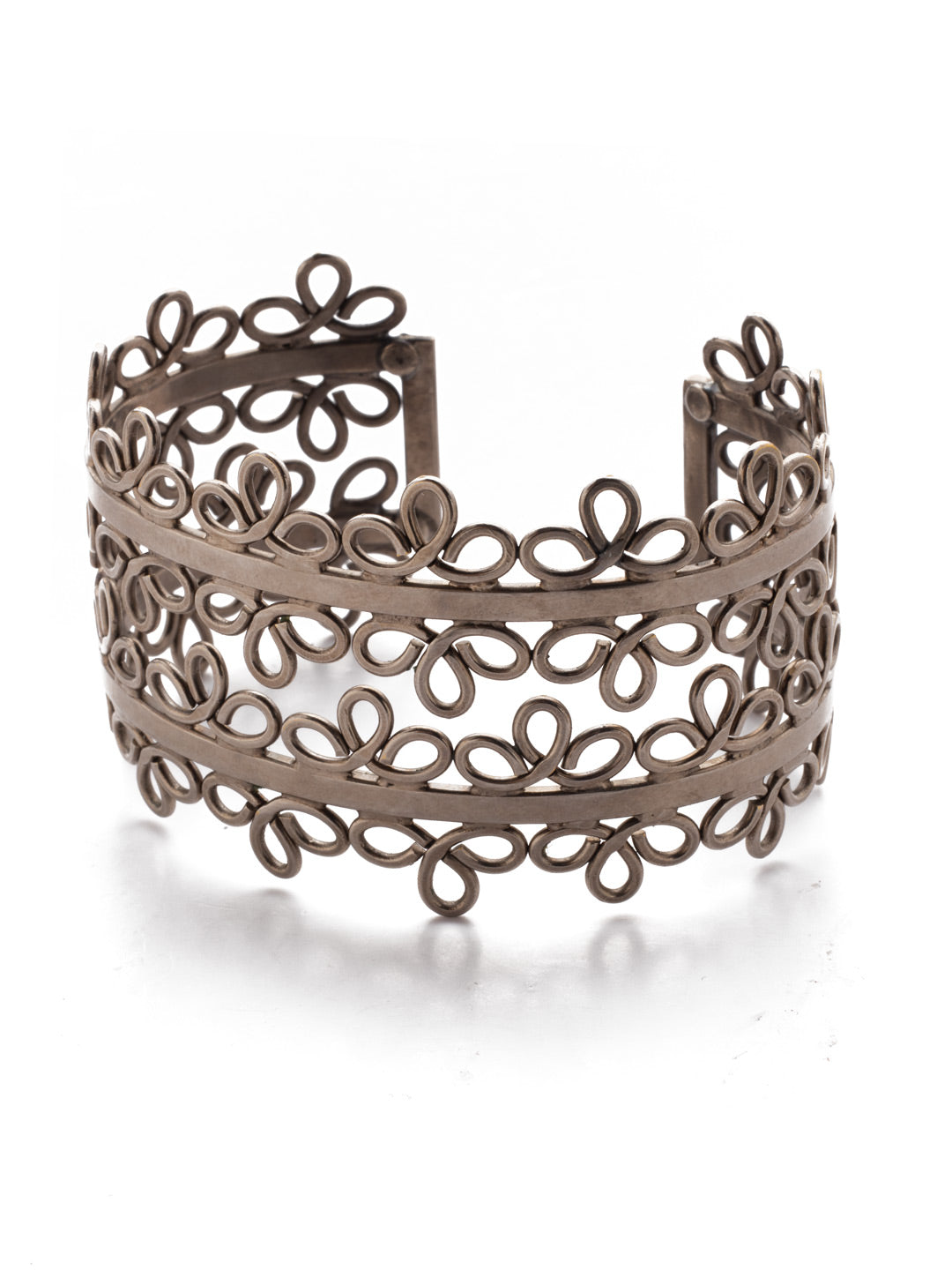 Leilani Cuff Bracelet - 4BES9ASCRY - <p>Go big on metallic fun with our Leilani Cuff Bracelet. A double band of stunning, hand-soldered metalwork makes it a showstopping piece. From Sorrelli's Crystal collection in our Antique Silver-tone finish.</p>