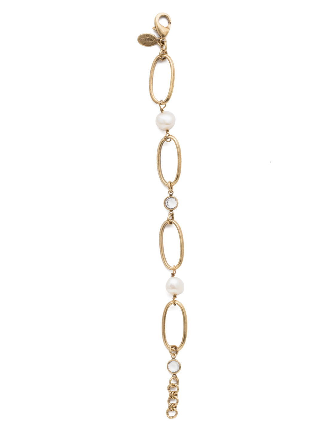 Melody Tennis Bracelet - 4BET5AGMDP - <p>Combine airy metal links, a touch of clear gems and freshwater pearls and you have the Melody Tennis Bracelet. From Sorrelli's Modern Pearl collection in our Antique Gold-tone finish.</p>