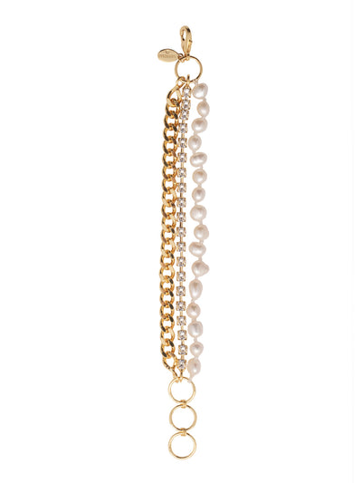 Jordan Pearl Tennis Bracelet - 4BFC2BGMDP - <p>The Jordan Tennis Bracelet is an effortless layered look featuring a row of freshwater pearls, chains, and crystals. From Sorrelli's Modern Pearl collection in our Bright Gold-tone finish.</p>