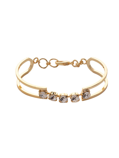 Ruby Double Cuff Bracelet - 4BFC99BGCRY - <p>The Ruby Double Cuff Bracelet features a clear crystal rhinestone with a square wired cuff and a lobster claw clasp to finish off this elegant look. From Sorrelli's Crystal collection in our Bright Gold-tone finish.</p>