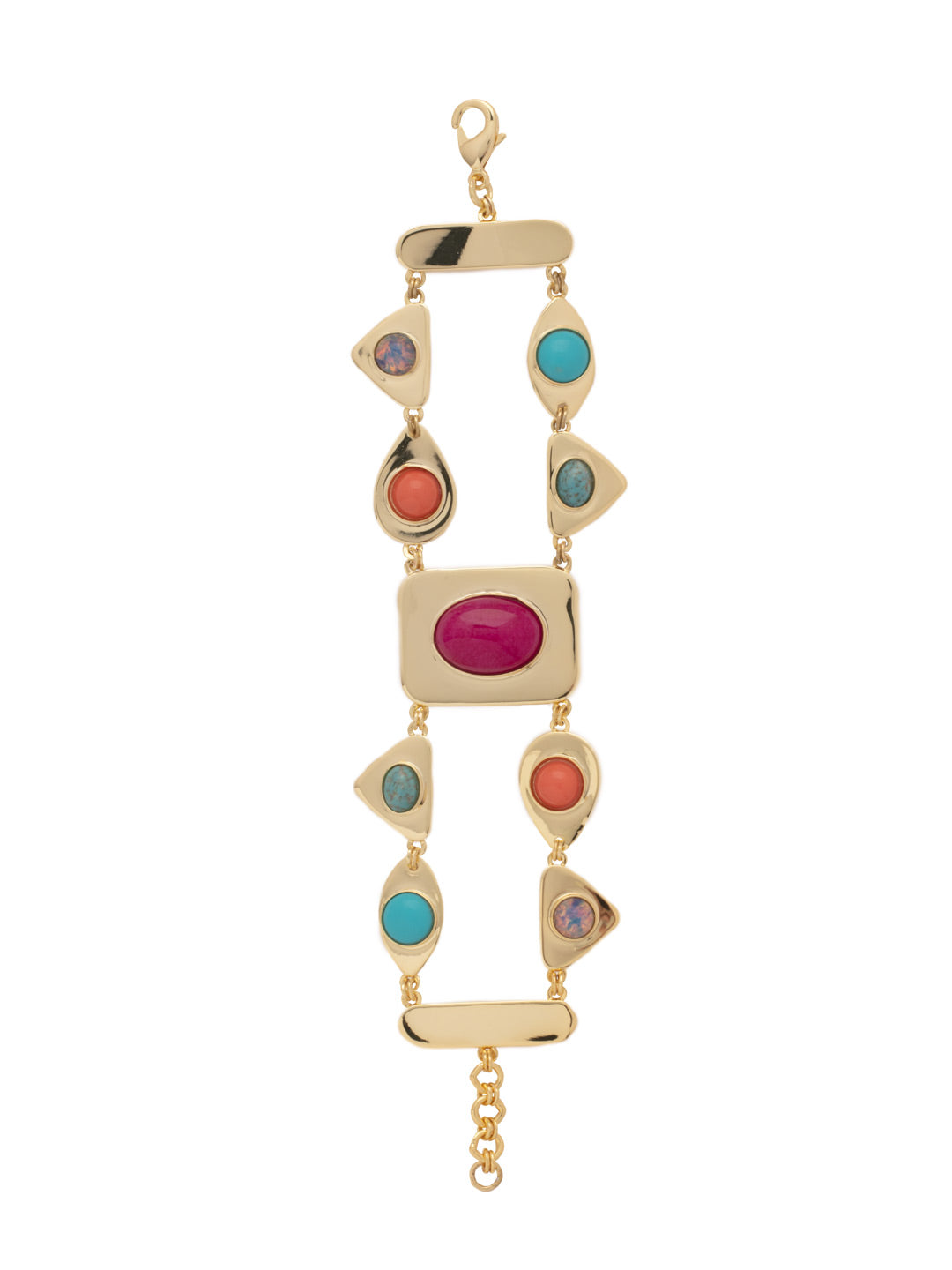 Janis Layered Tennis Bracelet - 4BFF171BGBML - <p>The Janis Layered Tennis Bracelet features two lines of colorful semi-precious stones with an adjustable chain, secured by a lobster claw clasp. From Sorrelli's BRIGHT MULTI collection in our Bright Gold-tone finish.</p>