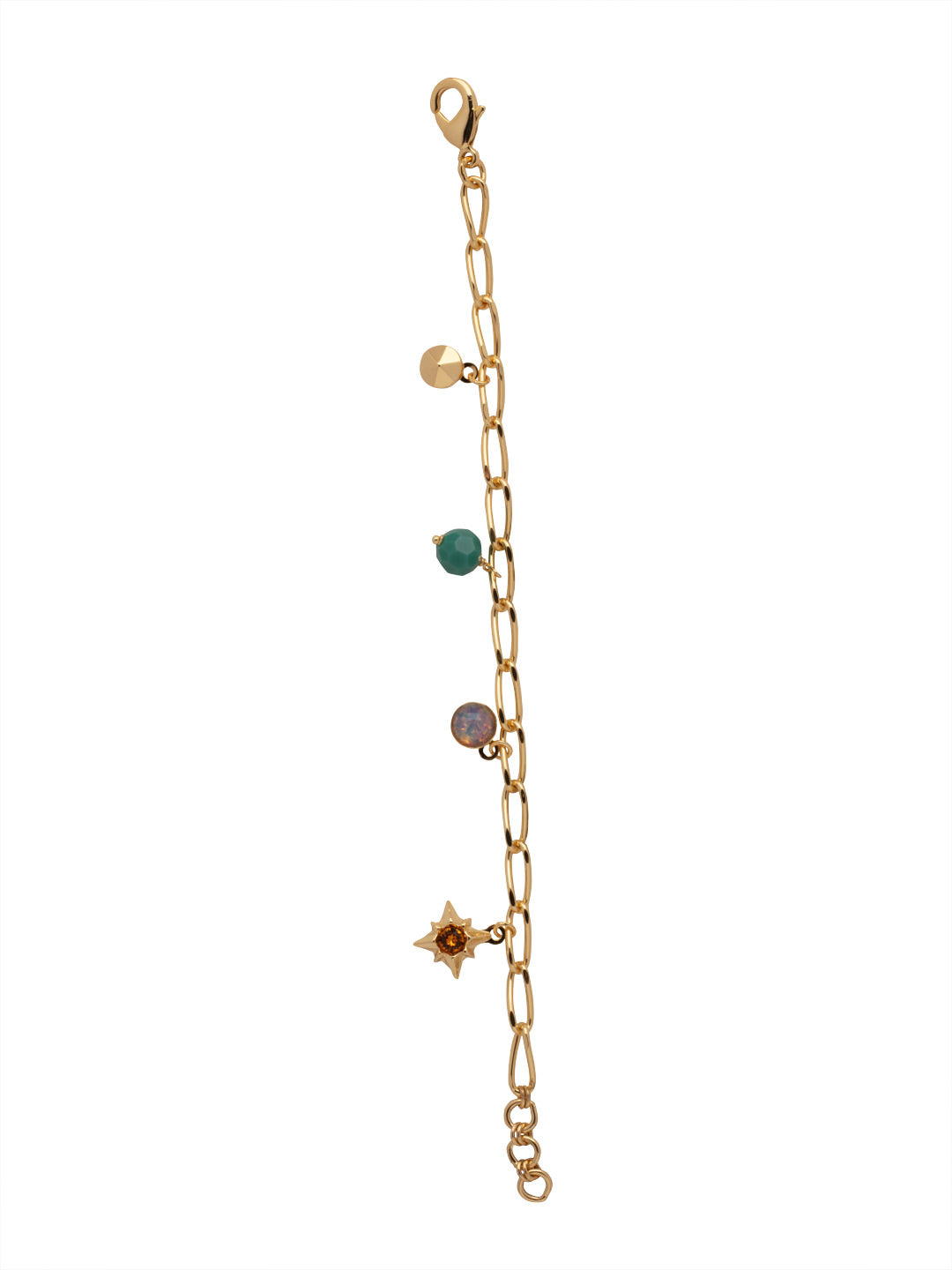 Henley Charm Tennis Bracelet - 4BFF47BGBML - <p>The Henley Charm Bracelet elevates your traditional charm bracelet. An adjustable, trendy paperclip chain features a beaded charm, semi-precious charm, metal bead charm, and a crystal embellished star. From Sorrelli's BRIGHT MULTI collection in our Bright Gold-tone finish.</p>