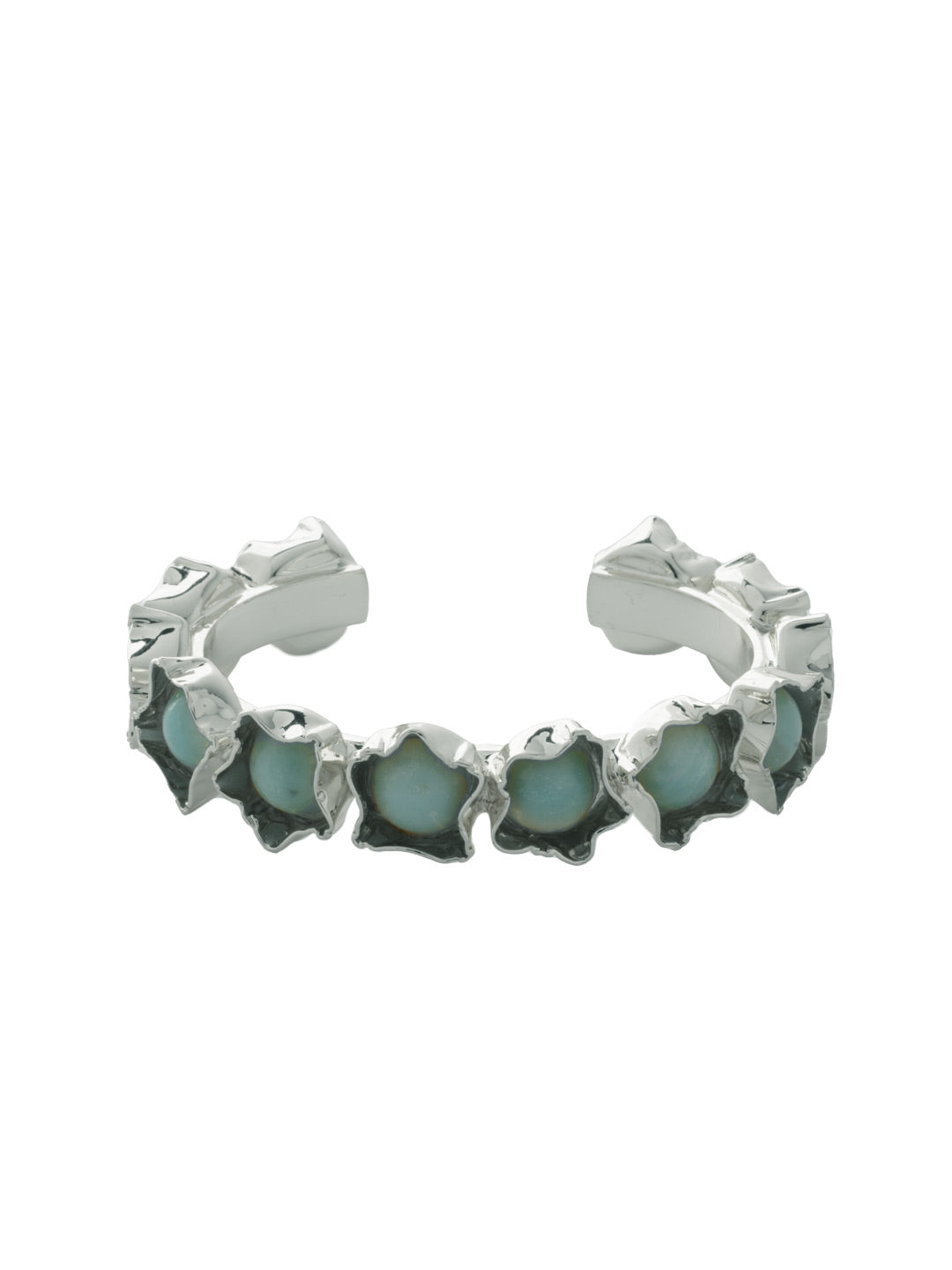 Karie Cuff Bracelet - 4BFJ10PDAES - <p>The Karie Cuff Bracelet features semi-precious stones set in a ruffle metal bezel on an adjustable metal band. From Sorrelli's Aegean Sea collection in our Palladium finish.</p>