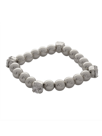 Four Crystal Stretch Bracelet - 4BFJ22PDCRY - <p>The Four Crystal Stretch Bracelet features repeating metal beads and four round cut crystals on a multi-layered stretchy jewelry filament, creating a durable and trendy piece. From Sorrelli's Crystal collection in our Palladium finish.</p>