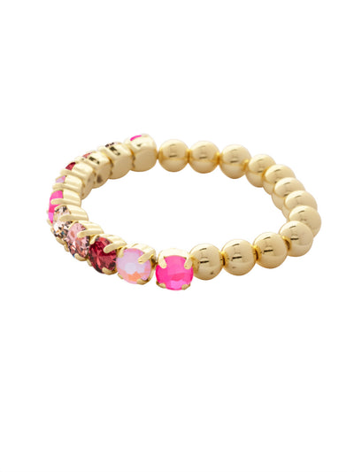 Crystal Zola Stretch Bracelet - 4BFJ40BGBFL - <p>Crystal Zola Stretch Bracelet features a side of repeating metal beads and a side of round cut crystals on a multi-layered stretchy jewelry filament, creating a durable and trendy piece. From Sorrelli's Big Flirt collection in our Bright Gold-tone finish.</p>