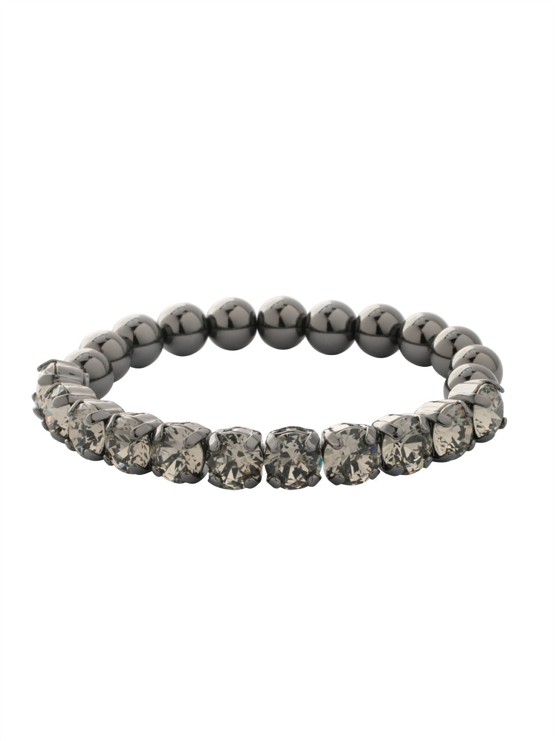 Crystal Zola Stretch Bracelet - 4BFJ40GMBD - <p>Crystal Zola Stretch Bracelet features a side of repeating metal beads and a side of round cut crystals on a multi-layered stretchy jewelry filament, creating a durable and trendy piece. From Sorrelli's Black Diamond collection in our Gun Metal finish.</p>