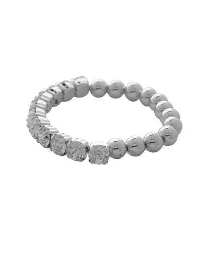 Crystal Zola Stretch Bracelet - 4BFJ40PDCRY - <p>Crystal Zola Stretch Bracelet features a side of repeating metal beads and a side of round cut crystals on a multi-layered stretchy jewelry filament, creating a durable and trendy piece. From Sorrelli's Crystal collection in our Palladium finish.</p>
