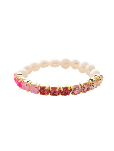 Pearl and Crystal Stretch Bracelet - 4BFJ41BGBFL - <p>The Pearl and Crystal Stretch Bracelet features a side of freshwater pearls and a side of round cut crystals on a multi-layered stretchy jewelry filament, creating a durable and trendy piece. From Sorrelli's Big Flirt collection in our Bright Gold-tone finish.</p>