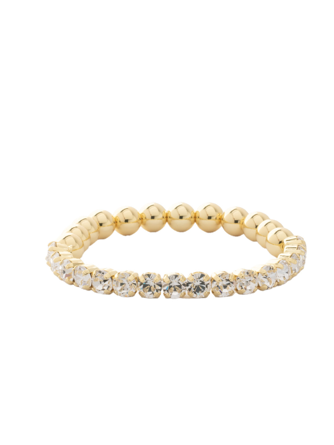 Mini Crystal Zola Stretch Bracelet - 4BFL5BGCRY - <p>The Mini Crystal Zola Stretch Bracelet features half mini crystals and half beaded balls on a sturdy jewelers' filament, stretching to fit most wrists comfortably, without the hassle of a clasp! From Sorrelli's Crystal collection in our Bright Gold-tone finish.</p>