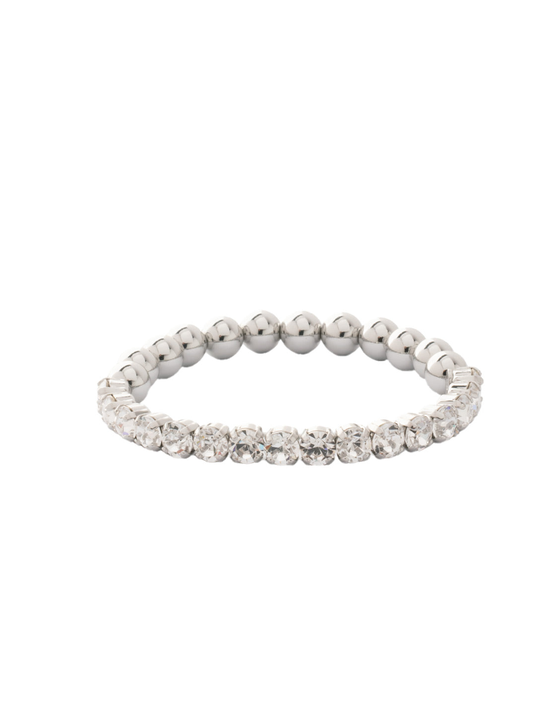 Mini Crystal Zola Stretch Bracelet - 4BFL5PDCRY - <p>The Mini Crystal Zola Stretch Bracelet features half mini crystals and half beaded balls on a sturdy jewelers' filament, stretching to fit most wrists comfortably, without the hassle of a clasp! From Sorrelli's Crystal collection in our Palladium finish.</p>