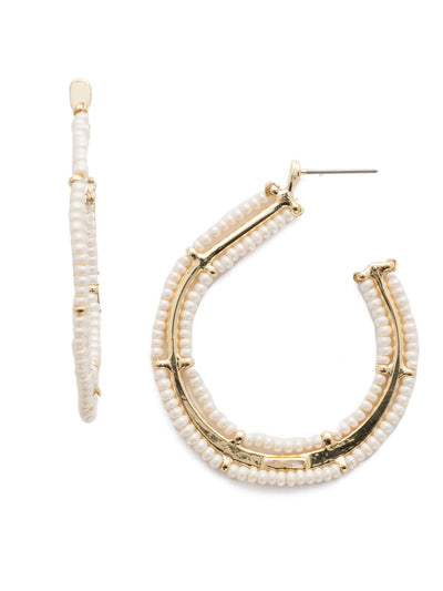 Marina Hoop Earring - 4EEF12BGMDP - <p>Add this double loop of pearls with a touch of metal accents for twice-as-nice style. From Sorrelli's Modern Pearl collection in our Bright Gold-tone finish.</p>