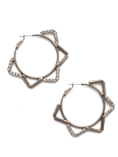 Orion Hoop Earring - 4EEF20ASCRY - <p>These geometric hoops bring together circular and triangular metals and a dash of crystals for good measure. From Sorrelli's Crystal collection in our Antique Silver-tone finish.</p>