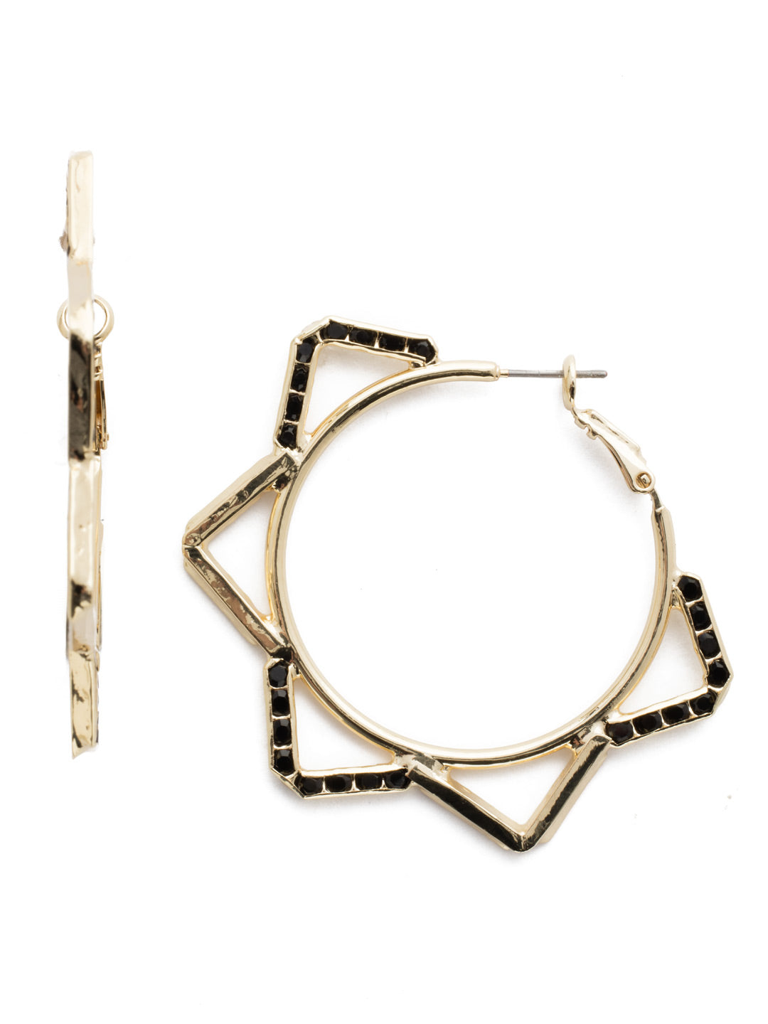 Orion Hoop Earring - 4EEF20BGJET - <p>These geometric hoops bring together circular and triangular metals and a dash of crystals for good measure. From Sorrelli's Jet collection in our Bright Gold-tone finish.</p>