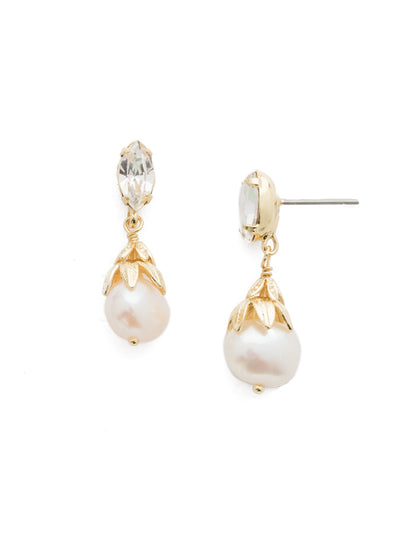 Jovi Dangle Earrings - 4EEF5BGCRY - <p>Simple. Stunning. A single pearl dangles from this navette cut crystal that makes the perfect gift for anyone - including yourself. We won't tell. From Sorrelli's Crystal collection in our Bright Gold-tone finish.</p>