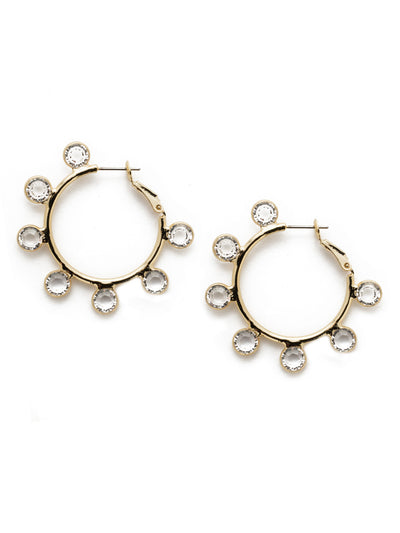 Esmerelda Crystal Hoop Earrings - 4EEK31BGCRY - <p>These hoops are big on bling. Sparkle and shine brightly with the affixed crystal stones that reflect light - and your style - beautifully. From Sorrelli's Crystal collection in our Bright Gold-tone finish.</p>