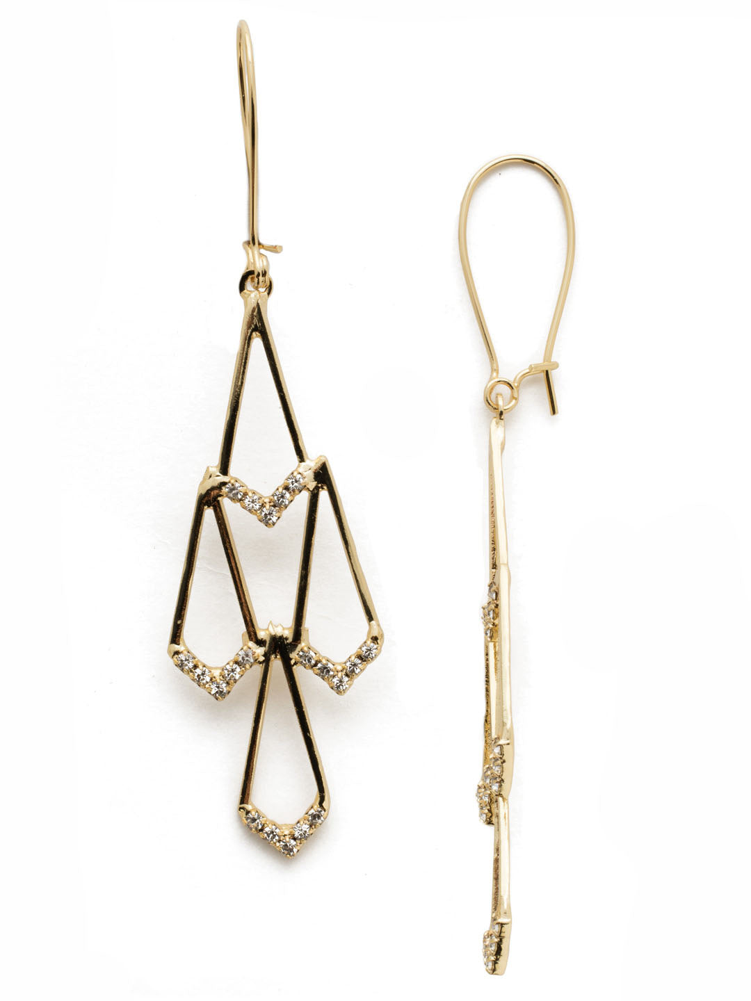 Hensley Crystal Dangle Earrings - 4EEK37BGCRY - <p>Dramatic and gorgous, these earrings are open, airy, sparkling with crystals, and just plain extraordinary. From Sorrelli's Crystal collection in our Bright Gold-tone finish.</p>