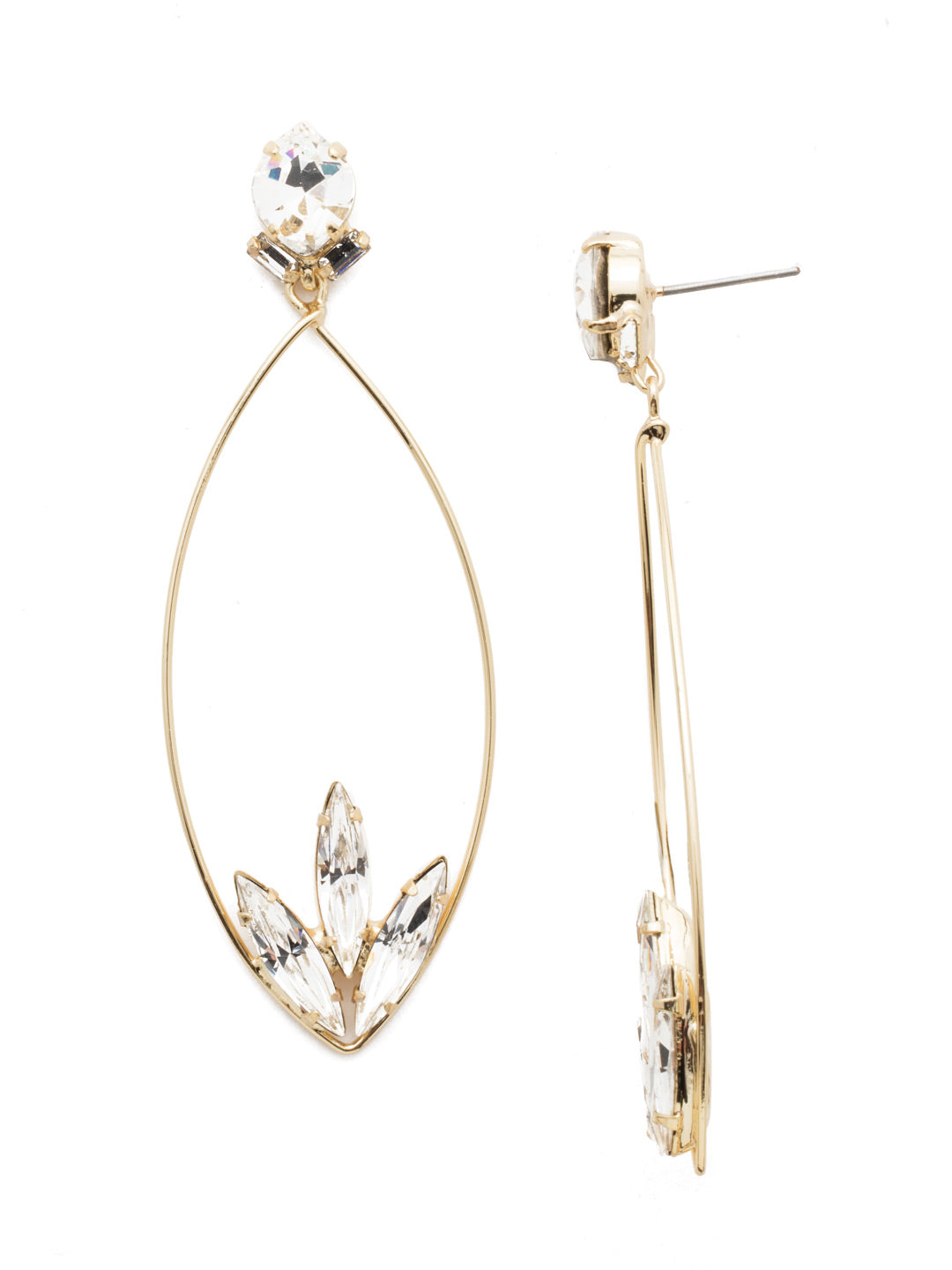 Esmeralda Statement Earring - 4EEN16BGCRY - <p>Looking for a standout hoop style? Get it in our Esmeralda Statement Hoop Earrings. Their unique teardrop shape pairs perfectly with the trio of navette crystals. From Sorrelli's Crystal collection in our Bright Gold-tone finish.</p>