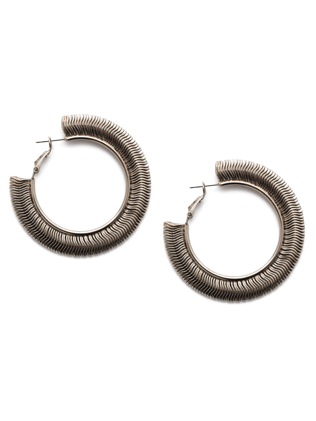 Isadora Hoop Earrings - 4EEP2ASCRY - <p>Show off your edgy side in the Isadora Statement Hoop Earring. Made entirely from snake chain metal, this pair is fun and fiesty. From Sorrelli's Crystal collection in our Antique Silver-tone finish.</p>