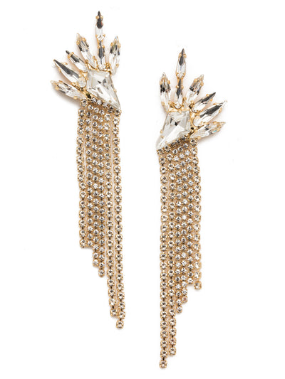 Tayshia Statement Earrings - 4EEP34BGCRY - <p>Love drama? The Tayshia Statement Dangle Earrings are the pair for you. Fasten on a cluster of navette crystals that drip in dangling strands of even more crystal sparklers. From Sorrelli's Crystal collection in our Bright Gold-tone finish.</p>