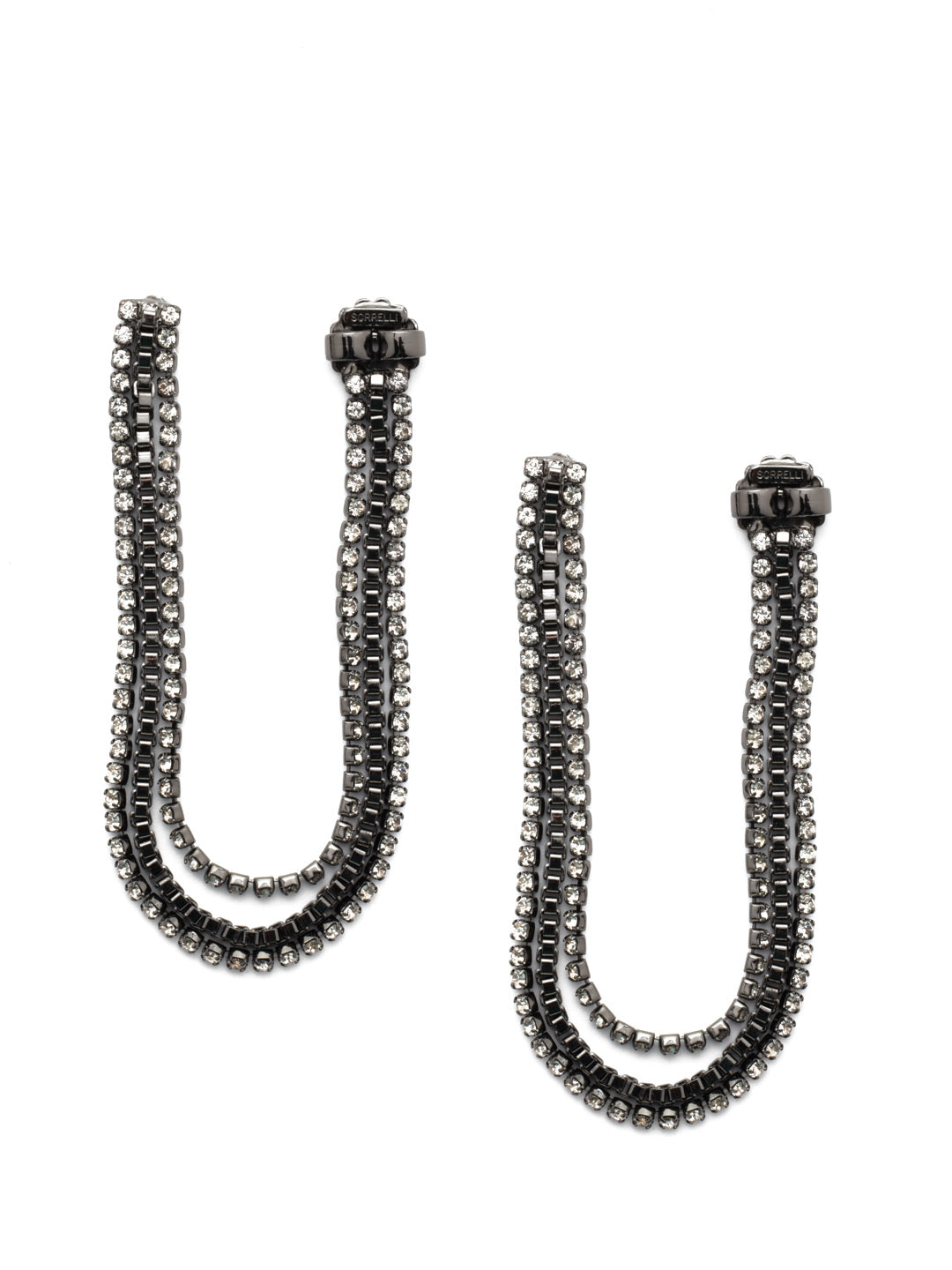 Leanne Dangle Earrings - 4EEP6GMCRY - <p>Love layers? Get the Leanne Statement Dangle Earrings into your jewelry box before they're gone. Strands of crystals sparkle with metallic links for a look that's as unique as you are. From Sorrelli's Crystal collection in our Gun Metal finish.</p>