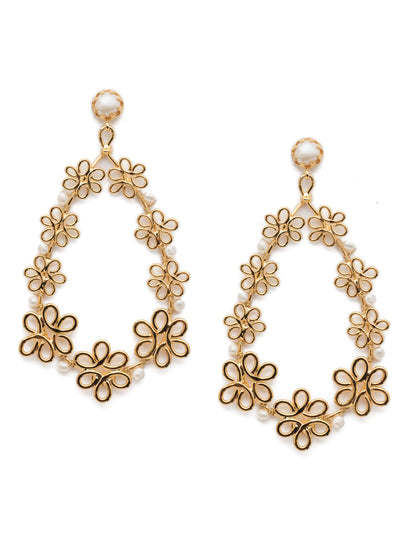 Citron Statement Earrings - 4EES1BGMDP - <p>Think spring and fasten on our Citron Statement Earrings dripping with petal-perfect hand-soldered metalwork and anchored with a pretty pearl stud. From Sorrelli's Modern Pearl collection in our Bright Gold-tone finish.</p>