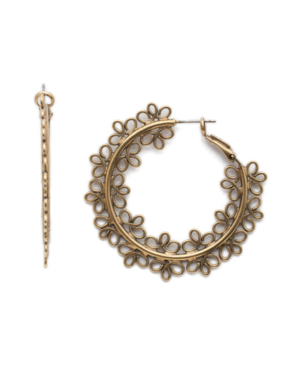 Caraway Hoop Earrings - 4EES90AGCRY - <p>Embrace a classic trend with a twist offered in our Caraway Hoop Earrings. The tried-and-true hoop style is taken next-level with exquisite, hand-soldered metal detail. From Sorrelli's Crystal collection in our Antique Gold-tone finish.</p>