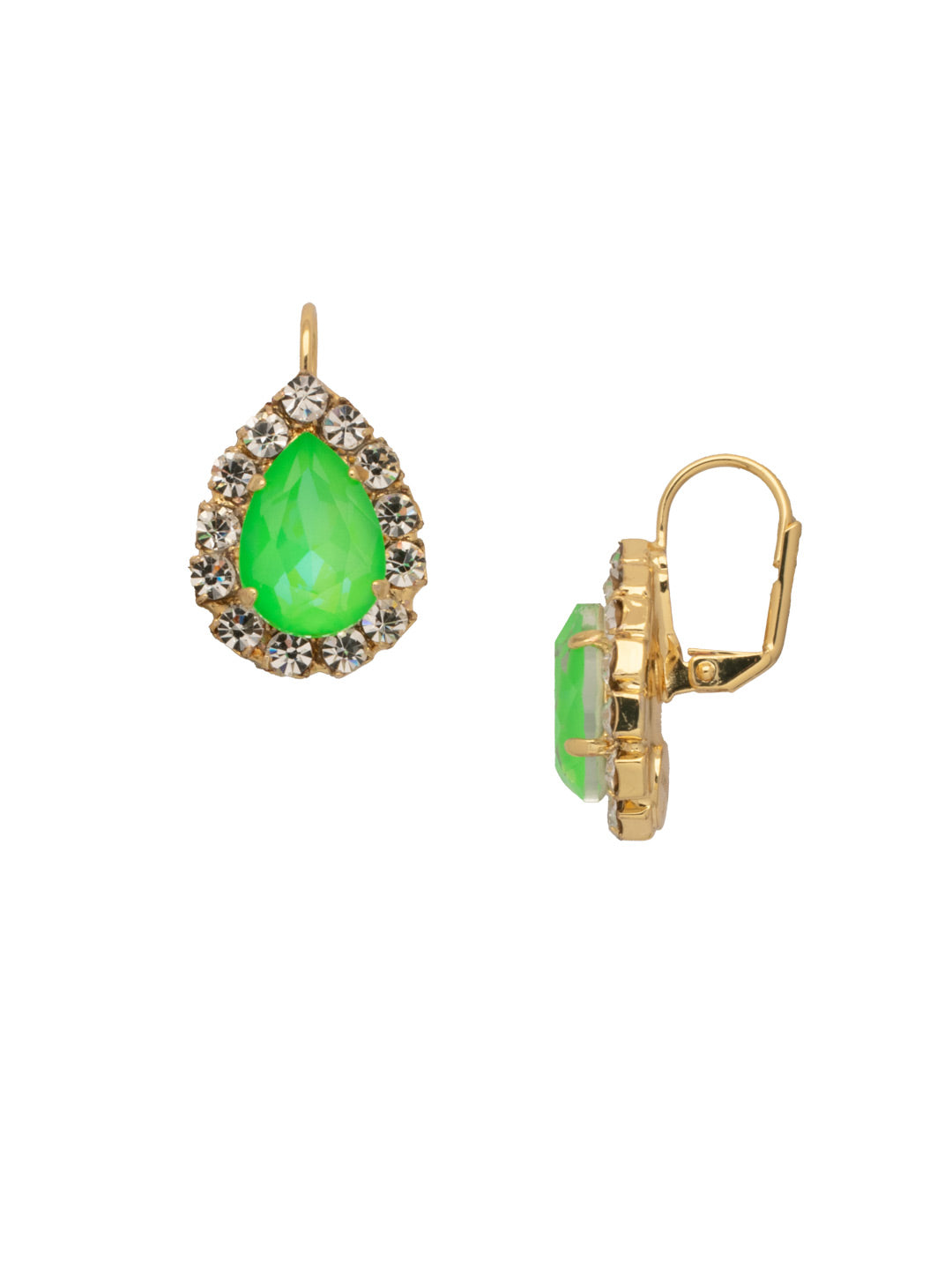 Peony Dangle Earrings - 4EET2BGETG - <p>Get noticed when you wear the Peony Dangle Earrings. The center pear-shaped stunner gets even more glitz added to its glam with a row of crystals for extra sparkle. From Sorrelli's Electric Green  collection in our Bright Gold-tone finish.</p>