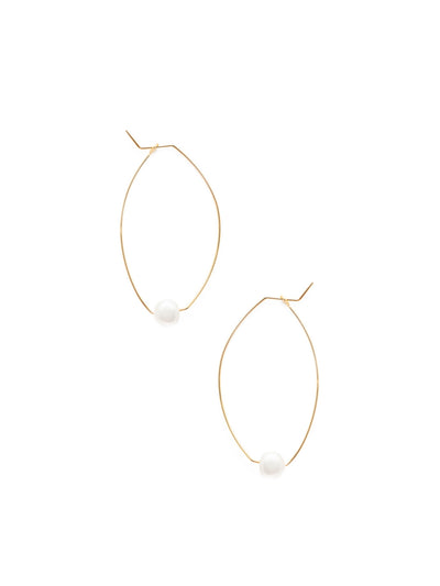 Camilla Hoop Earrings - 4EEV12BGMDP - <p>The Camilla Hoop Earrings give a modern twist to an elegant pearl; a single freshwater pearl sits at the bottom of each oblong hoop. From Sorrelli's Modern Pearl collection in our Bright Gold-tone finish.</p>