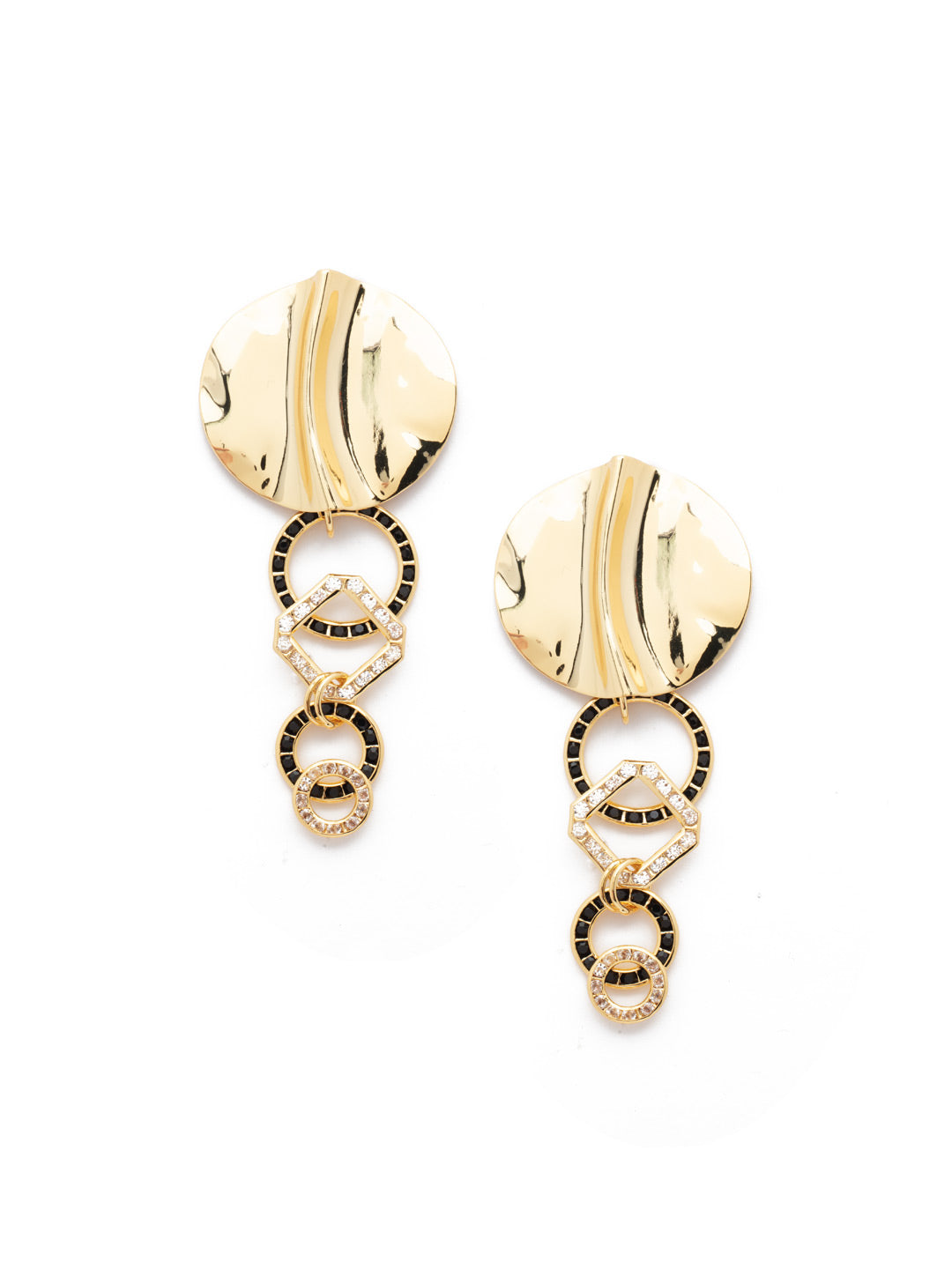 Tanya Statement Earrings - 4EEV71BGMMO - <p>The Tanya Earrings were designed to make a statement; a mix of textures, shapes, and crystals blend beautifully on a post stud. From Sorrelli's Midnight Moon collection in our Bright Gold-tone finish.</p>