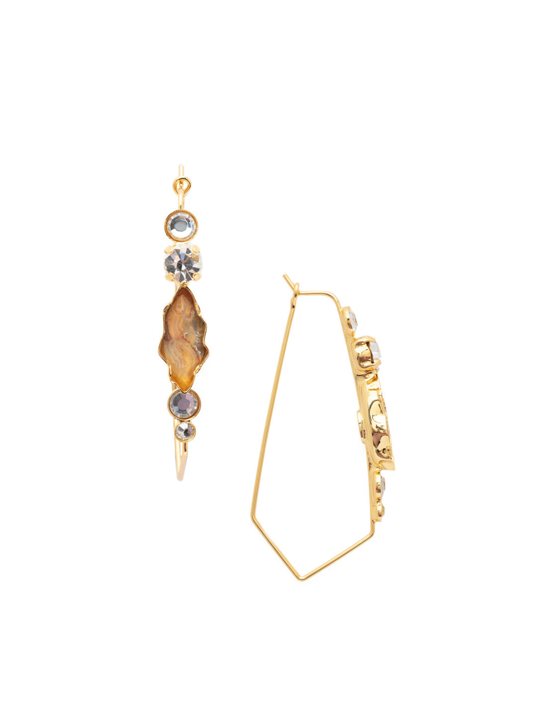 Winnie Hoop Earring - 4EEV90BGIND - <p>The Winnie Hoop Earrings are for every occasion; geometric elongated metal hoops are lined with a mix of stones and crystals to create the perfect statement. From Sorrelli's Industrial collection in our Bright Gold-tone finish.</p>