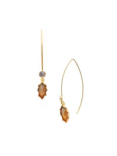 Robyn Hoop Earring - 4EEV91BGIND - <p>Slide into style with the Robyn Hoop Earrings; open oblong hoops are elevated with a single crystal and a dangling stone set in a ruffle of metal. From Sorrelli's Industrial collection in our Bright Gold-tone finish.</p>