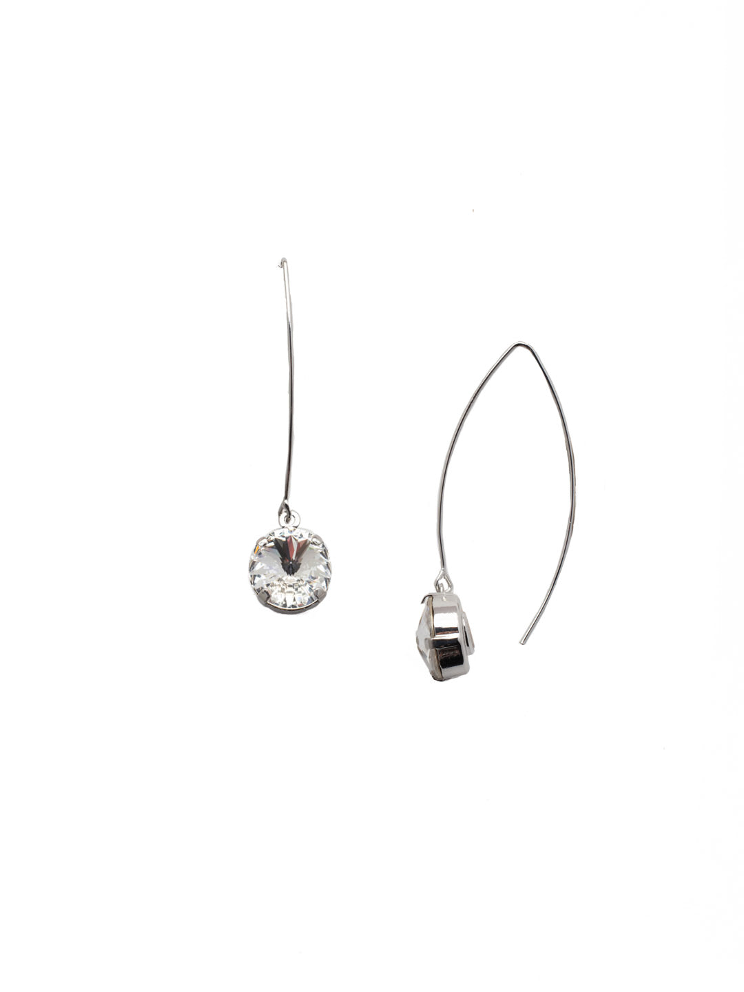 Nadine Dangle Earring - 4EEZ16PDCRY - <p>A single round cut crystal hangs prominently from an elongated open hoop French wire. The Nadine Dangle Earrings are an accessory must-have! From Sorrelli's Crystal collection in our Palladium finish.</p>