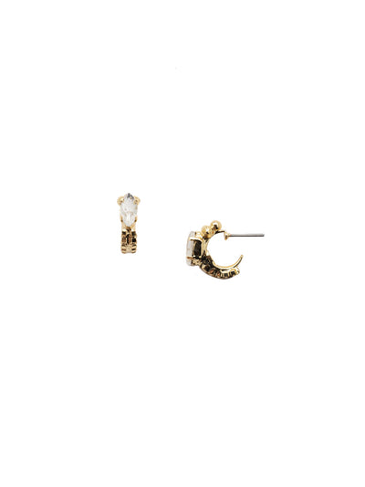 Cleo Stud Earring - 4EEZ31BGCRY - <p>The Cleo Stud Earrings feature a mini open textured hoop with a nevette cut crystal at the front. From Sorrelli's Crystal collection in our Bright Gold-tone finish.</p>