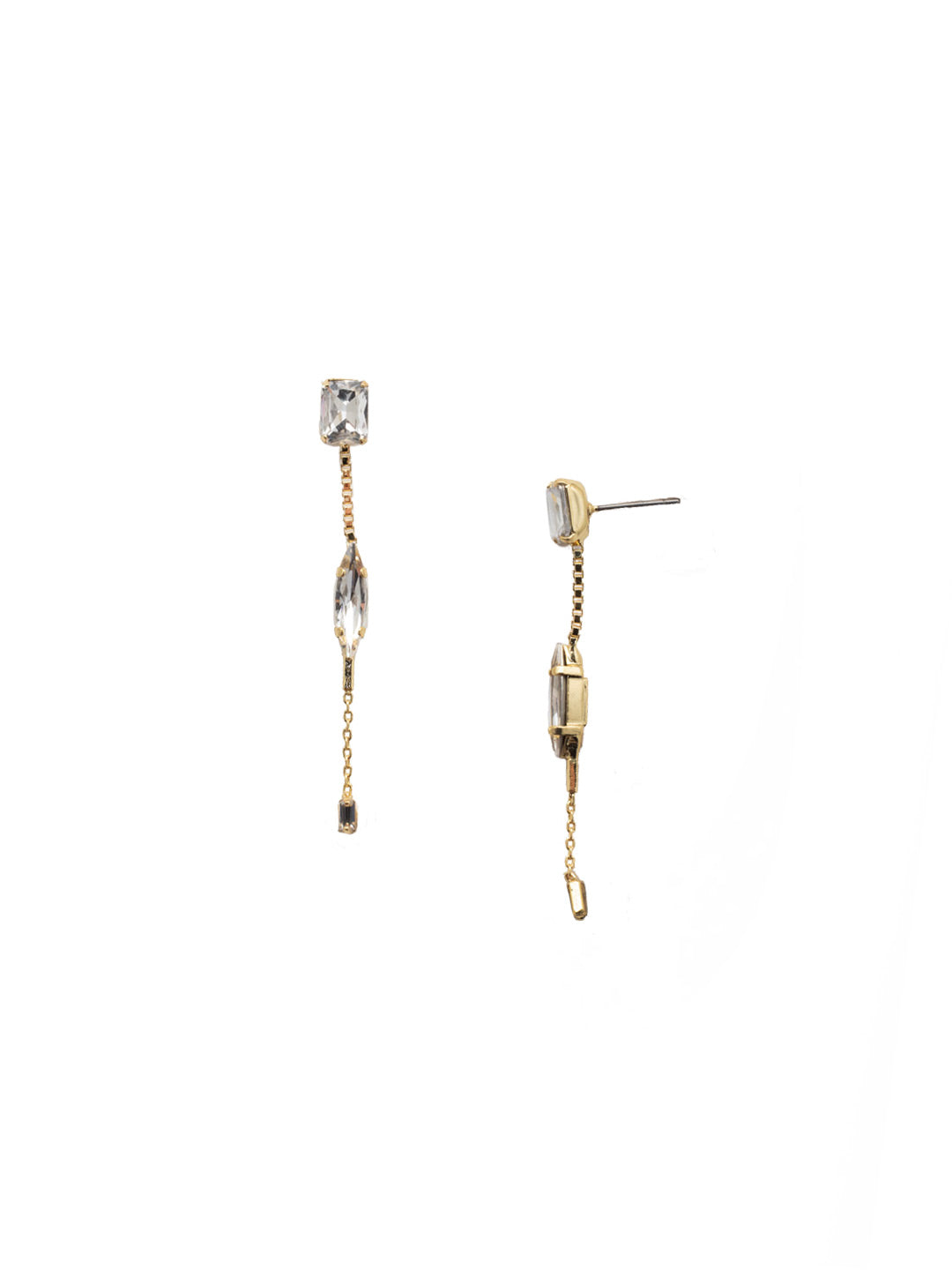 Janelle Dangle Earring - 4EEZ78BGCRY - <p>Emerald and navette cut crystals line a single delicate chain to create the Janelle Dangle Earrings. From Sorrelli's Crystal collection in our Bright Gold-tone finish.</p>