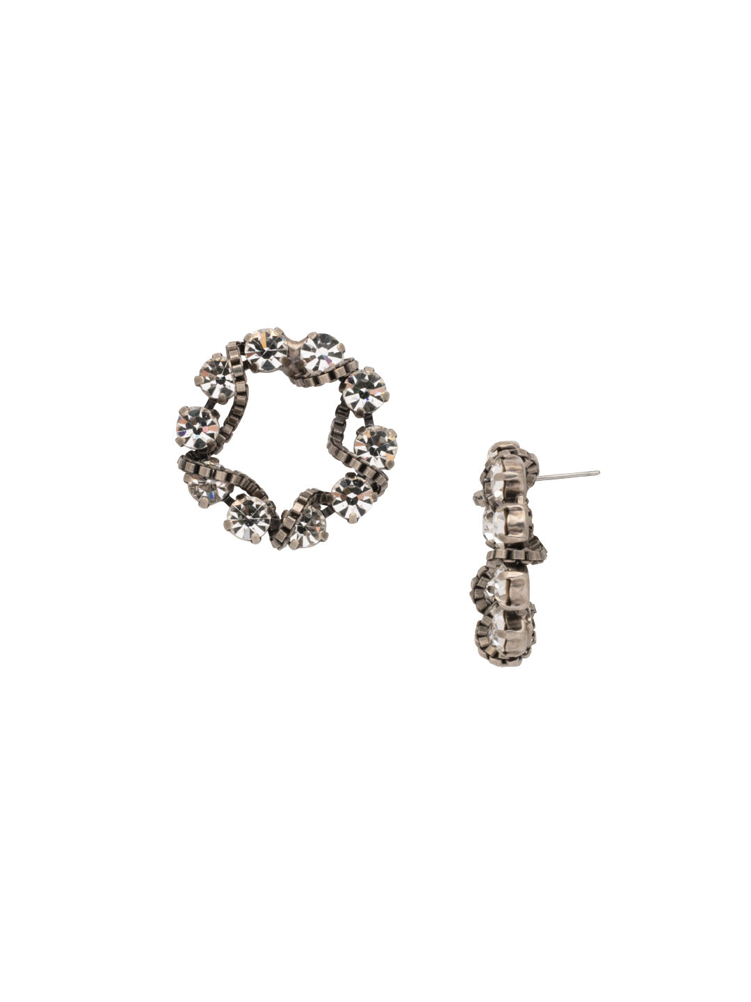 Rosie Statement Earring - 4EFC10ASCRY - <p>The Rosie Statement Earrings feature a round hoop lined with crystals, and wrapped with a chain. From Sorrelli's Crystal collection in our Antique Silver-tone finish.</p>