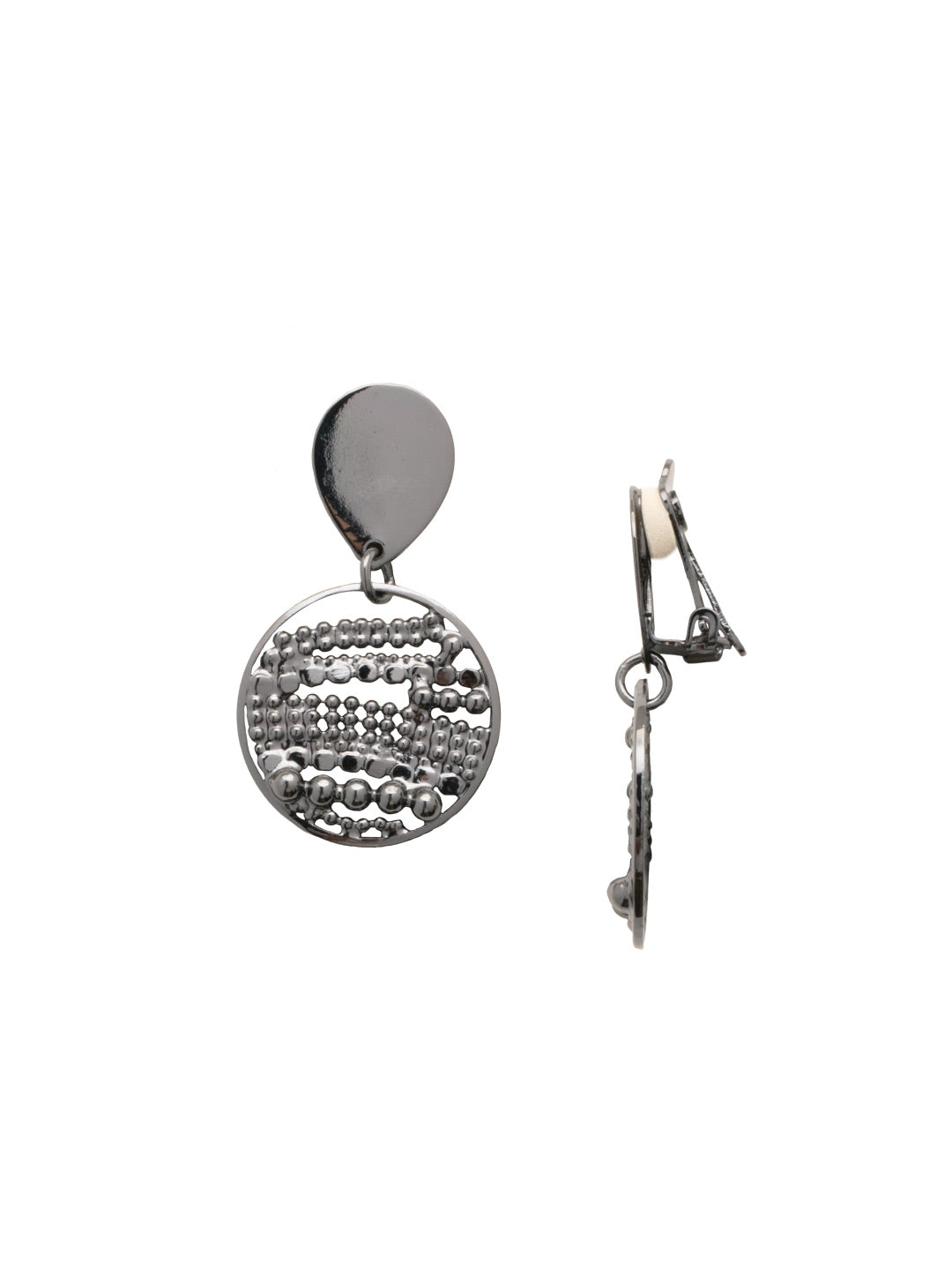 Khaleesi Clip On Earring - 4EFC150CGMCRY - The Khaleesi Clip On Earrings feature scale-like metal work details within a gun metal finish hoop, dangling from a clip on disk. From Sorrelli's Crystal collection in our Gun Metal finish.
