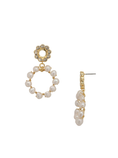 Jordan Pearl Dangle Earring - 4EFC3BGMDP - <p>The Jordan Pearl Dangle Earrings feature a large freshwater pearl studded hoop dangling from a small crystal studded hoop on a post. From Sorrelli's Modern Pearl collection in our Bright Gold-tone finish.</p>