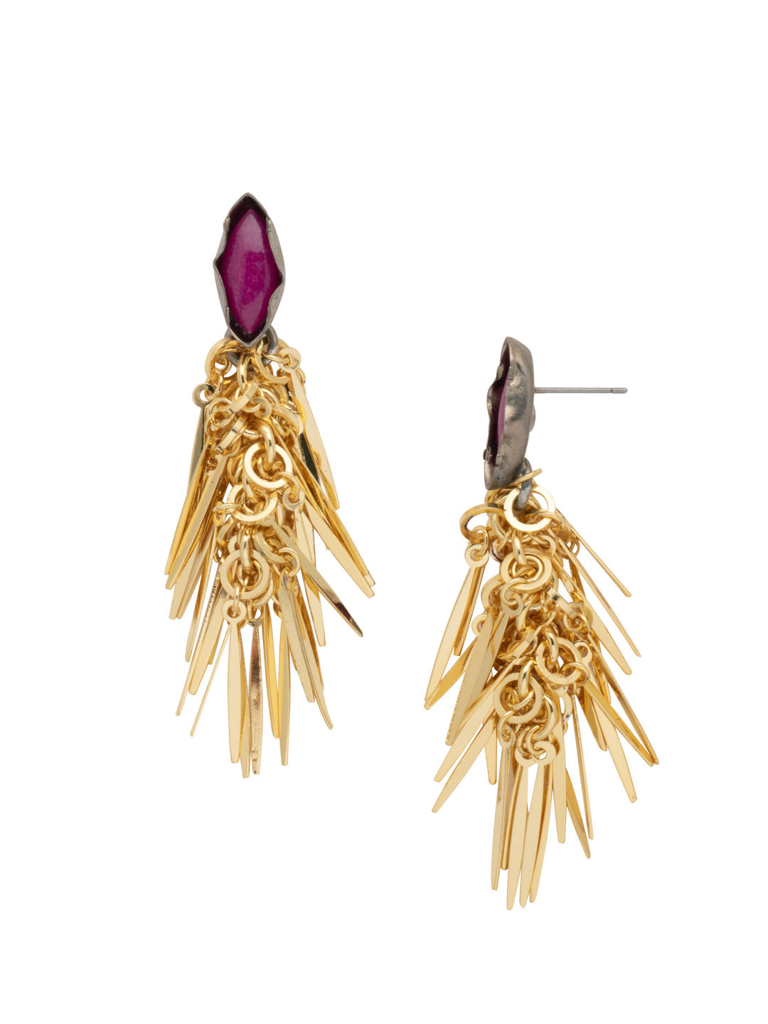 Georgina Statement Earring - 4EFC77MXIND - <p>The Georgina Statement Earrings features fun fringe in a semi-precious stone set in a crushed bezzle. From Sorrelli's Industrial collection in our Mixed Metal finish.</p>