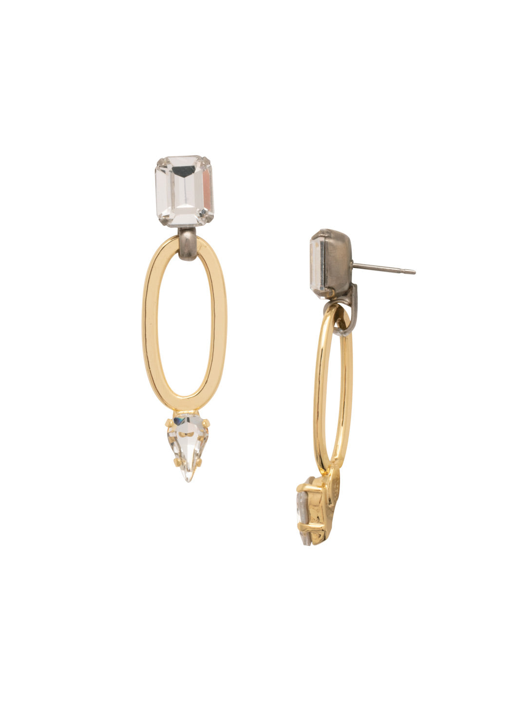 Gigi Embellished Dangle Earring - 4EFC88MXCRY - <p>The Gigi Embellished Dangle Earrings feature a single crystal studded oval hoop dangling from an emerald cut crystal on a post. From Sorrelli's Crystal collection in our Mixed Metal finish.</p>