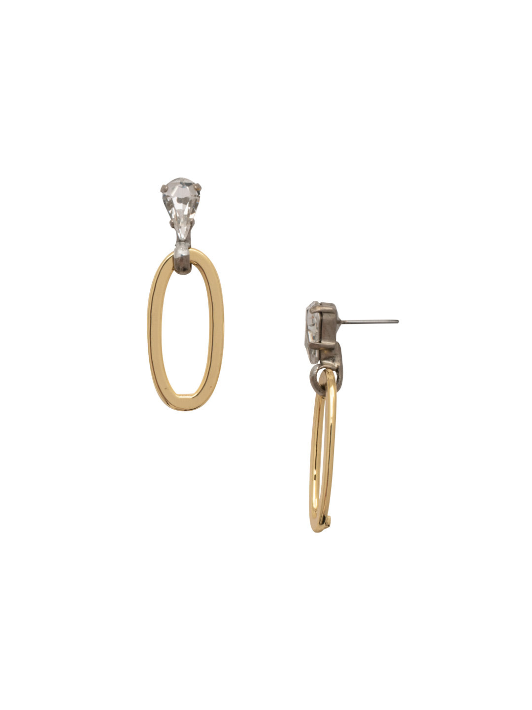 Gigi Dangle Earring - 4EFC8MXCRY - <p>The Gigi Earrings feature an oval hoop dangling from a crystal stud. From Sorrelli's Crystal collection in our Mixed Metal finish.</p>