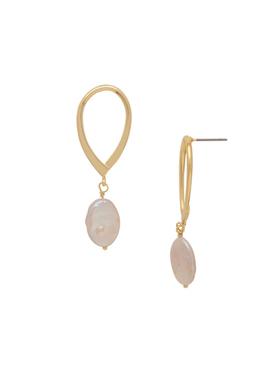 Laena Dangle Earrings - 4EFF12BGMDP - <p>The Laena Dangle Earrings fitted with fresh water pearls hanging from a metallic loop From Sorrelli's Modern Pearl collection in our Bright Gold-tone finish.</p>